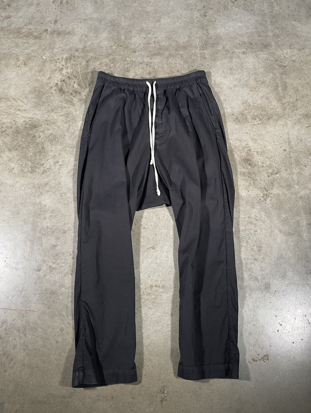 Black Rick Owens Cotton Drop Crotch Pants 42 w32
